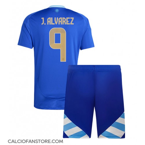 Maglia Calcio Argentina Julian Alvarez #9 Seconda Divisa Bambino Copa America 2024 Manica Corta (+ pantaloncini)